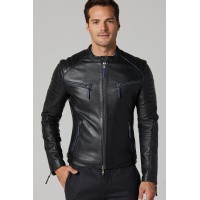 Dazzling Black Men's Sport Leather Jacket