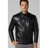 Black Viggo Men's Leather Sport Jacket