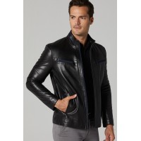 Black Viggo Men's Leather Sport Jacket