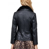 Isabella Diamond Classic Black Ladies Leather Jacket