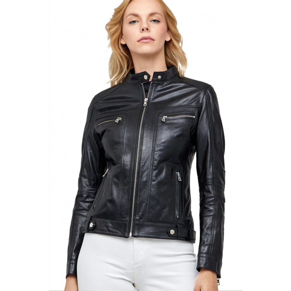 Martha Black Sheepskin Women Leather Jacket