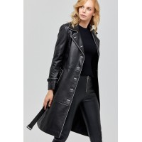 Anastasia Black Leather Women’s Trench Coat