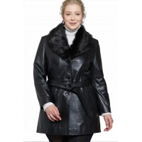 Gael Black Faux Fur Leather Coat