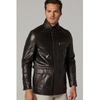 Roberto Classic Black Leather Coat