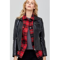 Claris Women’s Sheepskin Black Leather Jacket