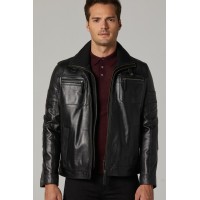 Hudson Men’s Classic Black Leather Jacket