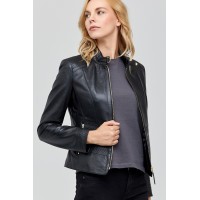 Charlotte Ladies Black Leather Jacket