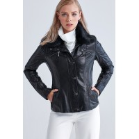 Connie Black Women's Genuine Leather Jacket