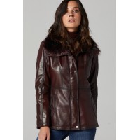 Stylish Women's Burgundy Gaby Leather Jacket