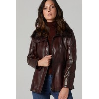 Stylish Women's Burgundy Gaby Leather Jacket