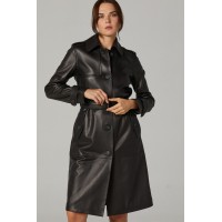 Black Sementha Women’s Leather Coat