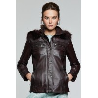 Clover Hooded Women's Leather Jacket