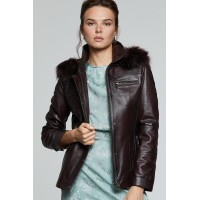 Clover Hooded Women's Leather Jacket