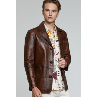 Classic Vintage Brown Men's Leather Jacket
