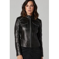 Bryony Women's Leather Jacket In Black