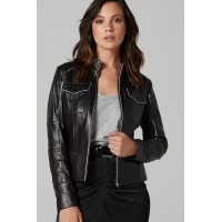 Bryony Women's Leather Jacket In Black