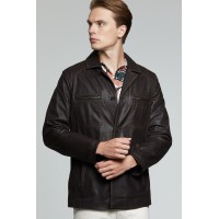 Retro Brown Men's Genuine Leather Jacket