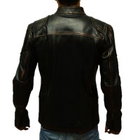 Stylish Dark Black Real Leather Jacket For Man