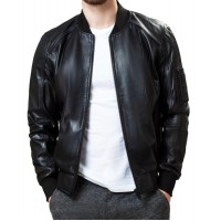 Black Stylish Slim Fit Leather Jacket For Men