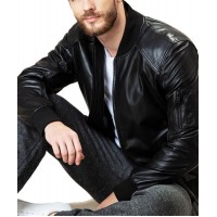 Black Stylish Slim Fit Leather Jacket For Men