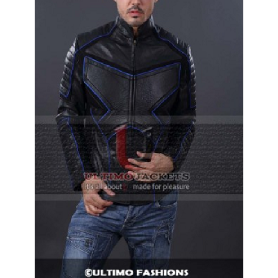 X Men Wolverine Black and Blue Bikers Leather Jacket