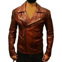 Stylish Brown Shaded Original Leather Jacket slim Body