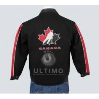 Canadian Flag Stylish Black Leather Jacket