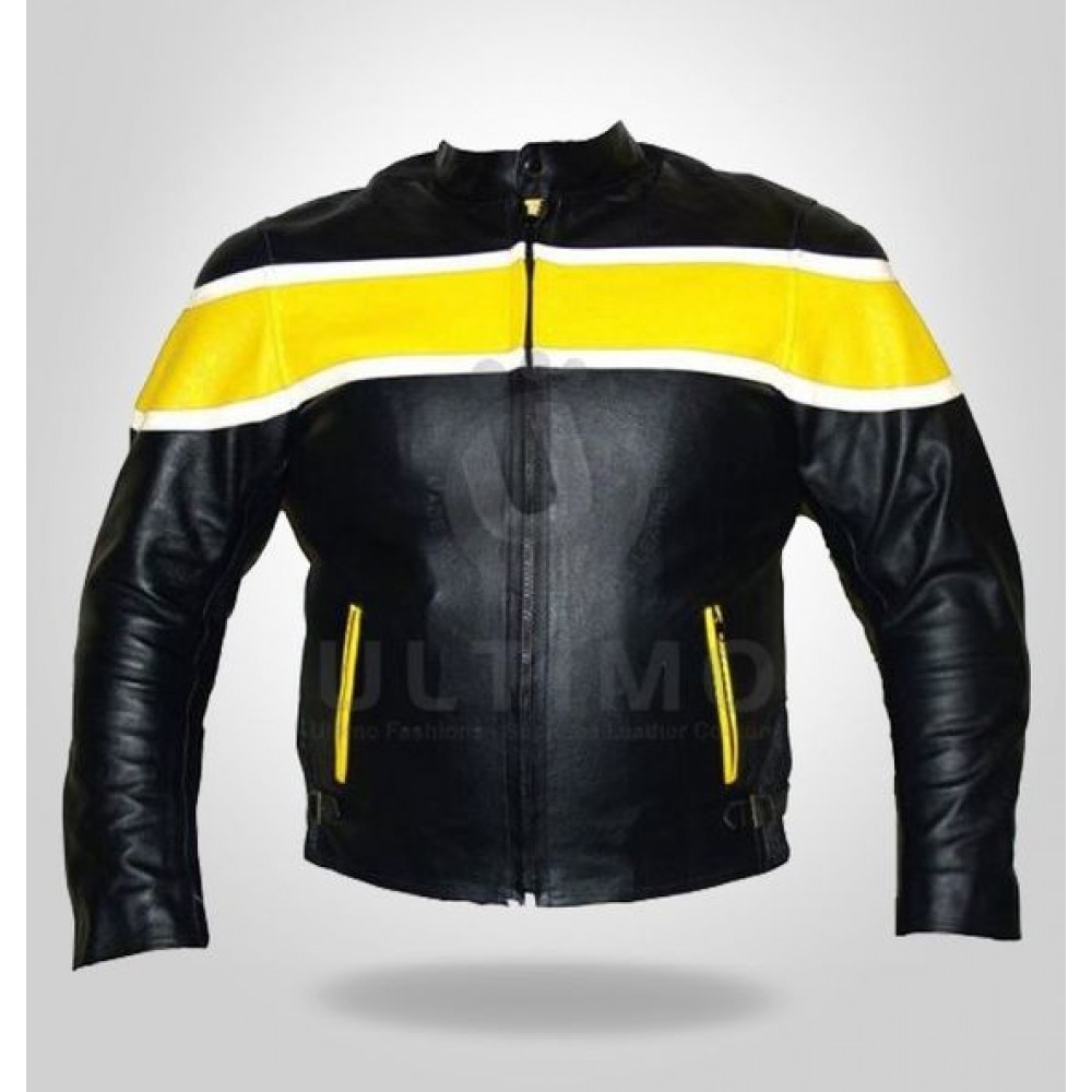 Black and Yellow Leather Jacket | Free Shipping USA