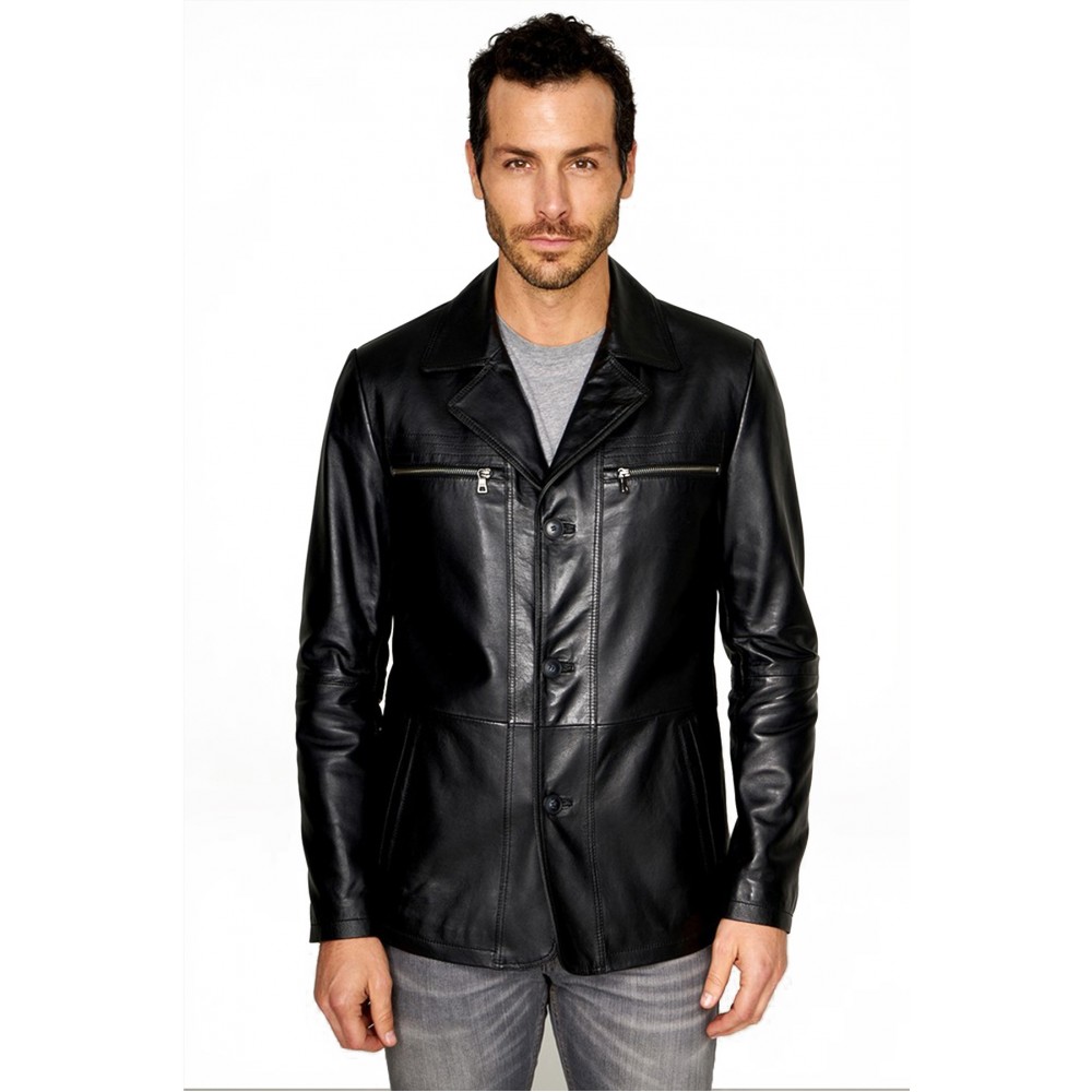 Jacobs Black Sheepskin Classic Leather Jacket