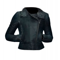 Green Fringe Season 5 Georgina Haig Slim Fit Leather Jacket 