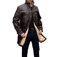 Brown Leather WD Trench Leather Coat for Sale
