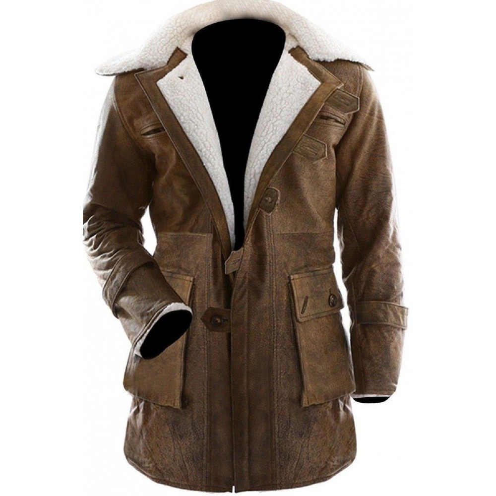 Distressed Shearling Tom Hardy Coat For Sale