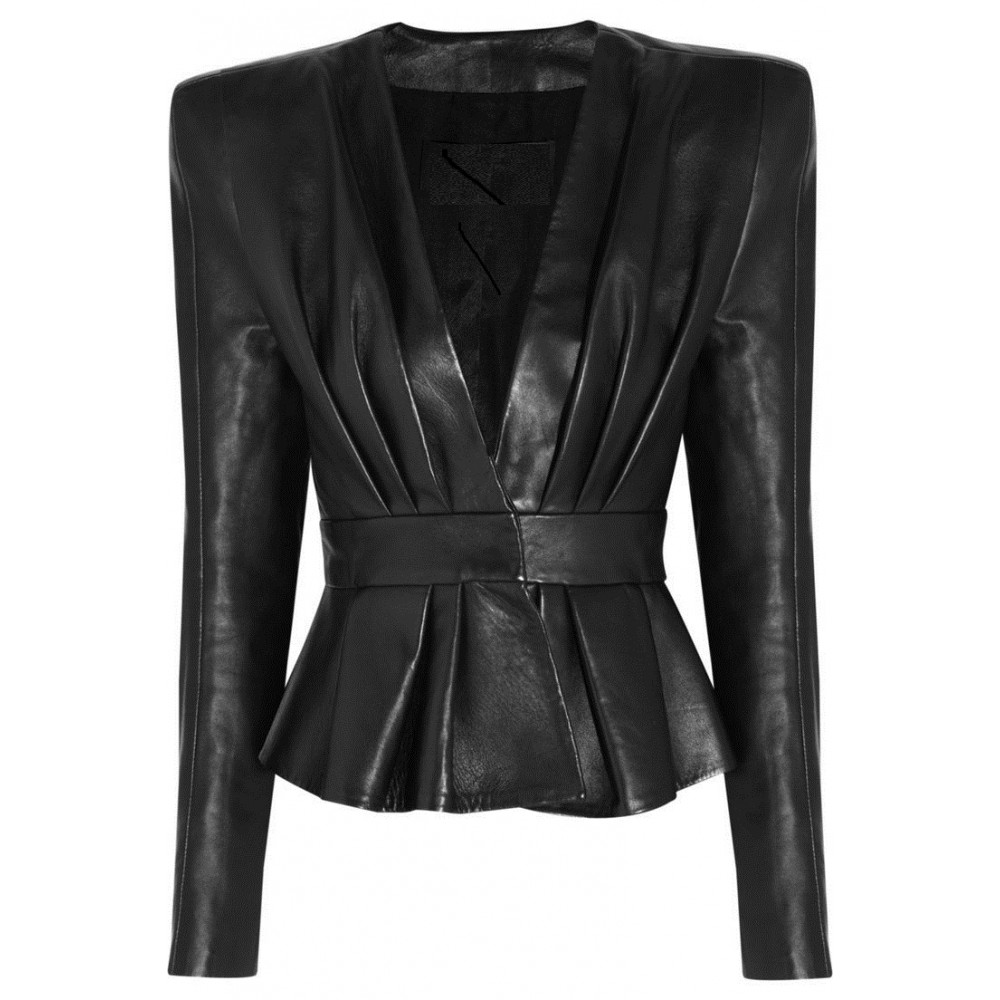 Women Black Peplum Leather Jacket for Sale - Ultimo Jackets.