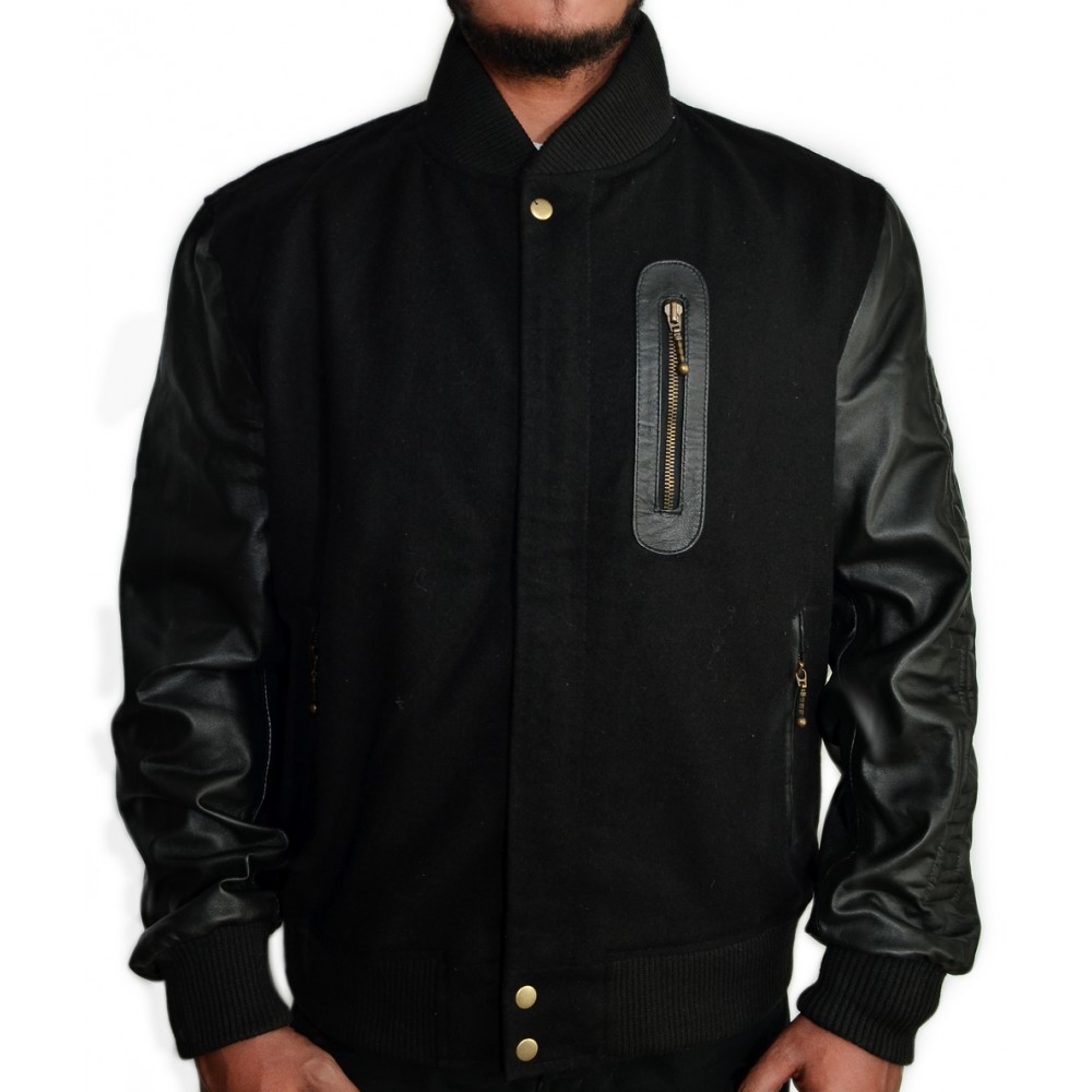 Creed Michael B Jordan KOBE Destroyer XXIV Black Fleece Jacket with Leather Sleeves