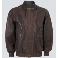 Stylish Contrast Dark Brown Leather Jacket