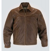 Antique Brown Bomber Leather Jacket For Mens