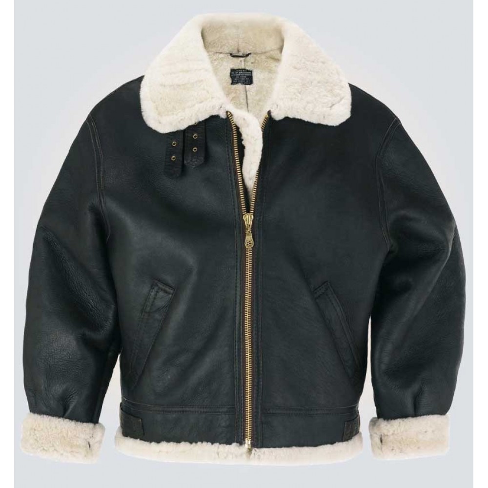 Black Flying Sheepskin Leather Jacket