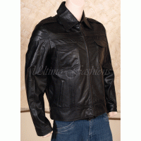 Two Front Pockets Bomber Star Black Stylish Leather Jacket