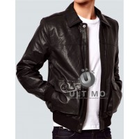 Black Leather jacket with flap pocket