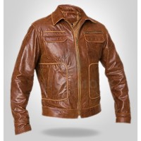 Brown Boston Bomber High Quality Real Leather Jacket
