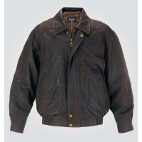 Brown Leather Blouson Style Jacket