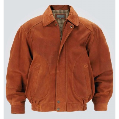 Tan Blouson Style Brown Leather  Jacket