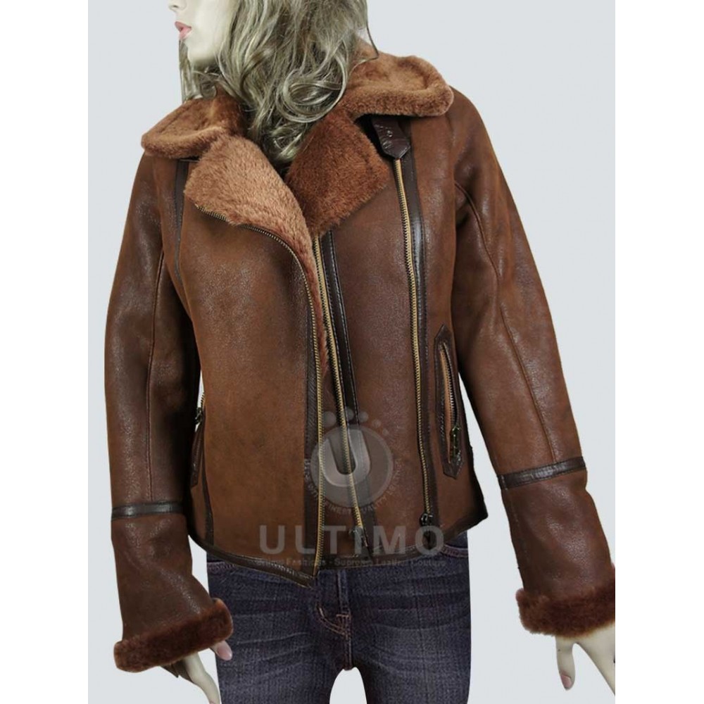 BROWN BOMBER JACKET WITH LEATHER