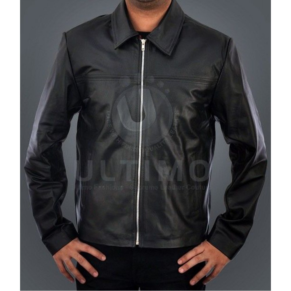 Black Layer Cake Slim Fit Daniel Craig Leather Jacket