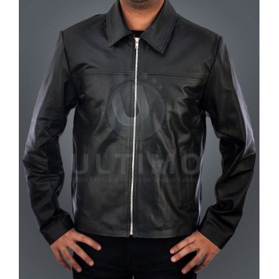 Black Layer Cake Slim Fit Daniel Craig Leather Jacket