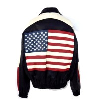 Bomber USA Flag Leather Jacket