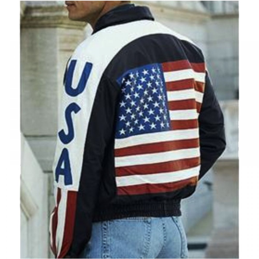 Stylish Bomber American Flag Leather Jacket - Ultimo Jackets
