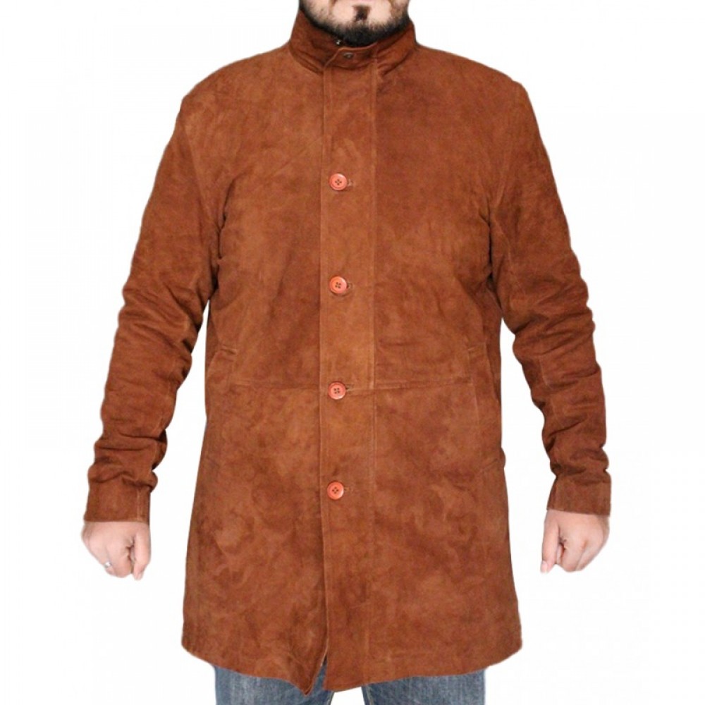 Brown Robert Sheriff Long Mire Leather Jacket