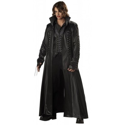 California Baron Von BloodShed Black Leather Long Coat For Mens