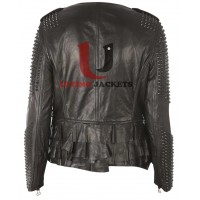 Designers Lindsay Lohan Studded Black Leather Jacket